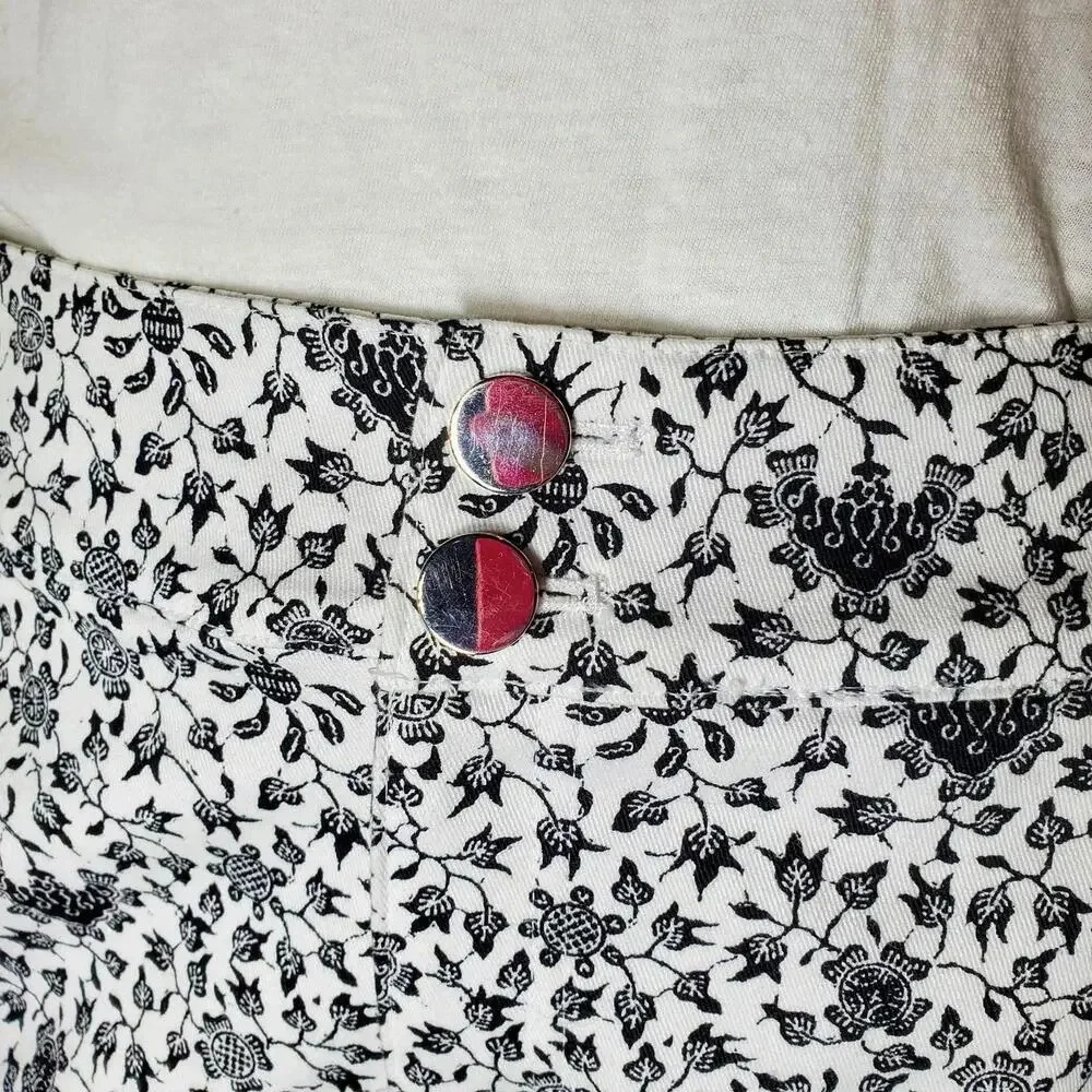 NWT INC Women's White Pocketed Joggers Elastic Waistband Cuffs Printed Pants - Picture 15 of 17